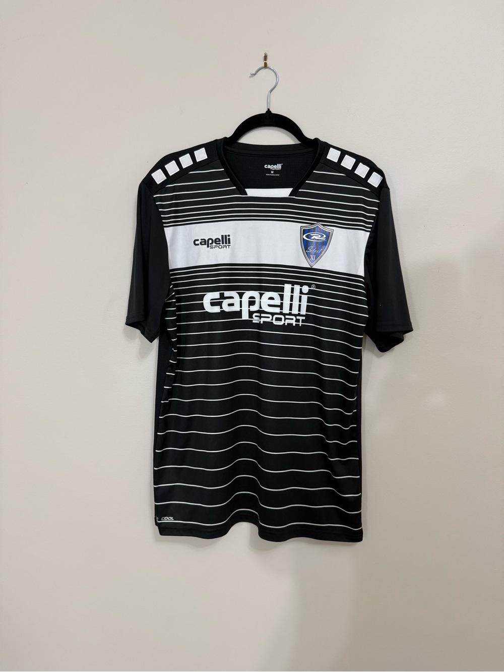 Capelli Sport Soccer Jersey Mens Medium Black White Athletic Performance Shirt